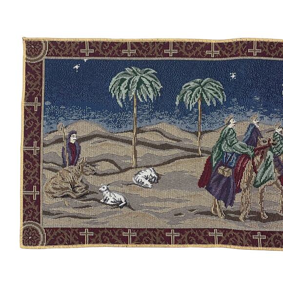 Christmas Nativity Scene Three Wise Men Jesus Christ Table Runner Wall Hanging - Picture 4 of 8
